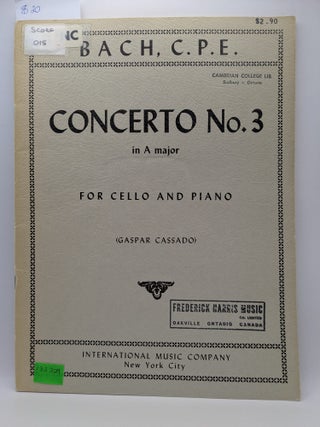 Item #132329 Concerto No. 3 in A major for Cello and Piano. J. S Bach