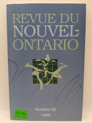 Revue Du Nouvel- Ontario, No 22. 1998